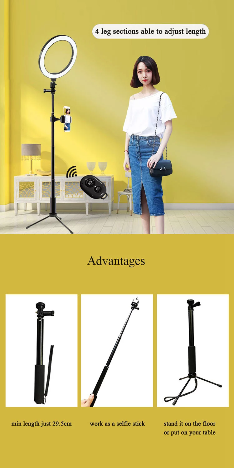 Newest Private Mold 2400-3000k;inch Led Light Ring With 3pcs Phone Holders For Tiktok Facebook Youtube Video Fill Light