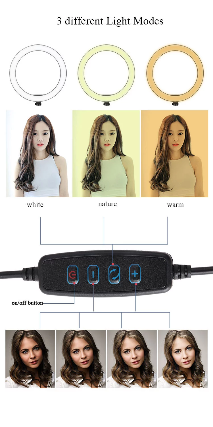 Newest Private Mold 2400-3000k;inch Led Light Ring With 3pcs Phone Holders For Tiktok Facebook Youtube Video Fill Light